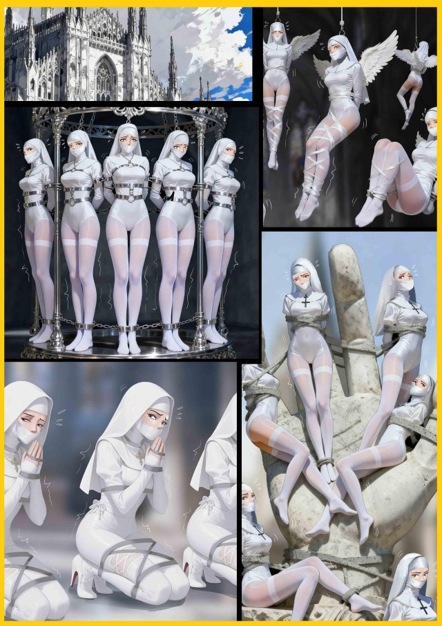 Sisters of Silence, White Restraint, Statuesque Bondage, Crowd Bondage.Preview